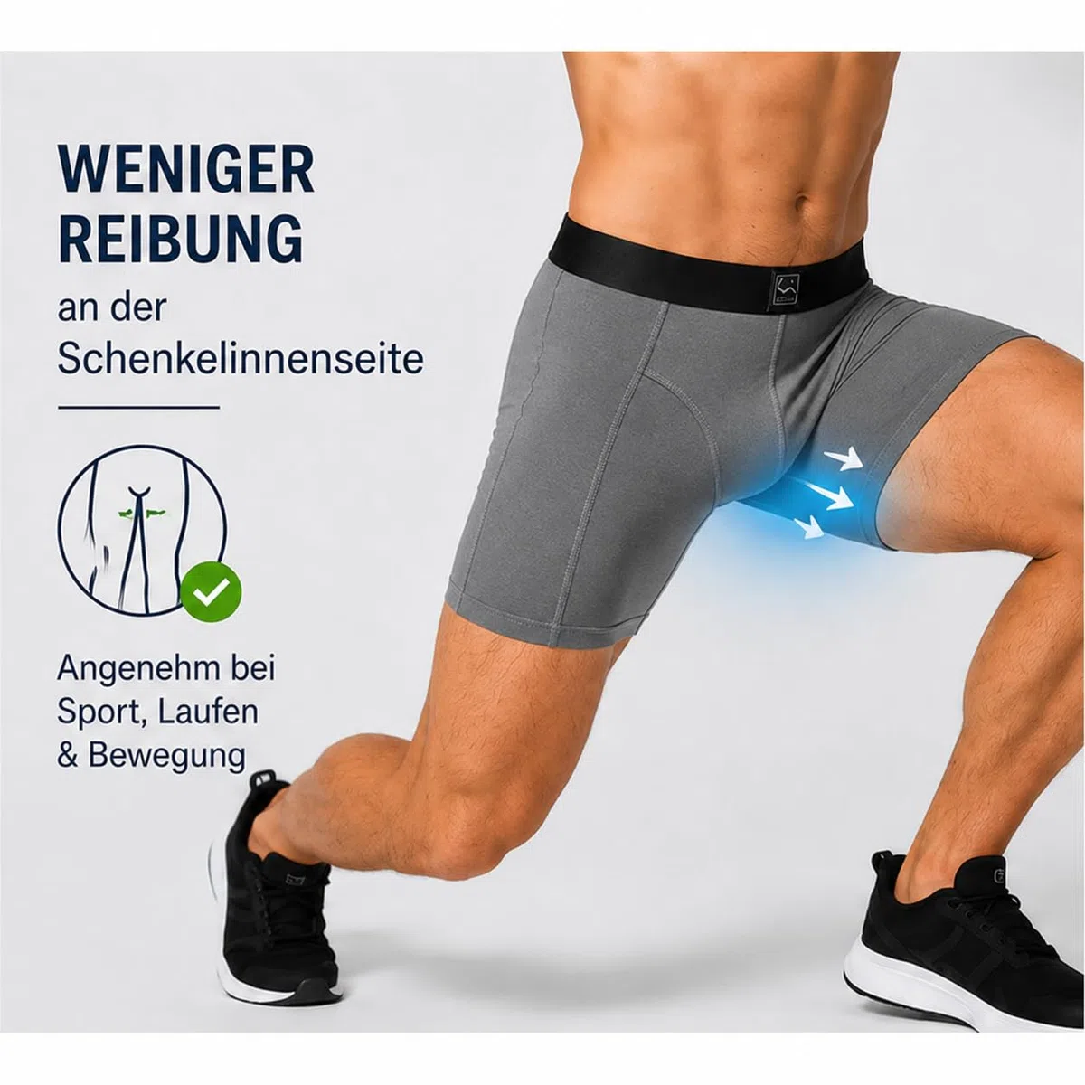 SITZTGUT 3er Pack Sport Boxershorts Herren, Mit leicht längerem Bein, Einfarbig, Größe S-4XL