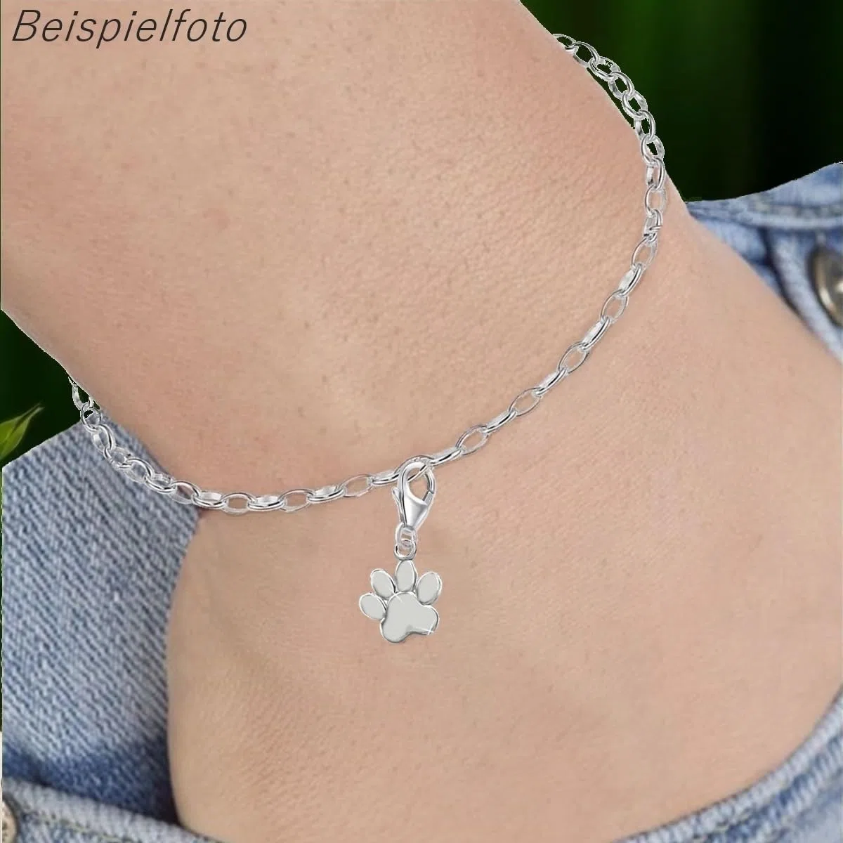 Goldene Hufeisen Pfötchen Charm Anhänger Pfote 925 Sterling-Silber Karabiner