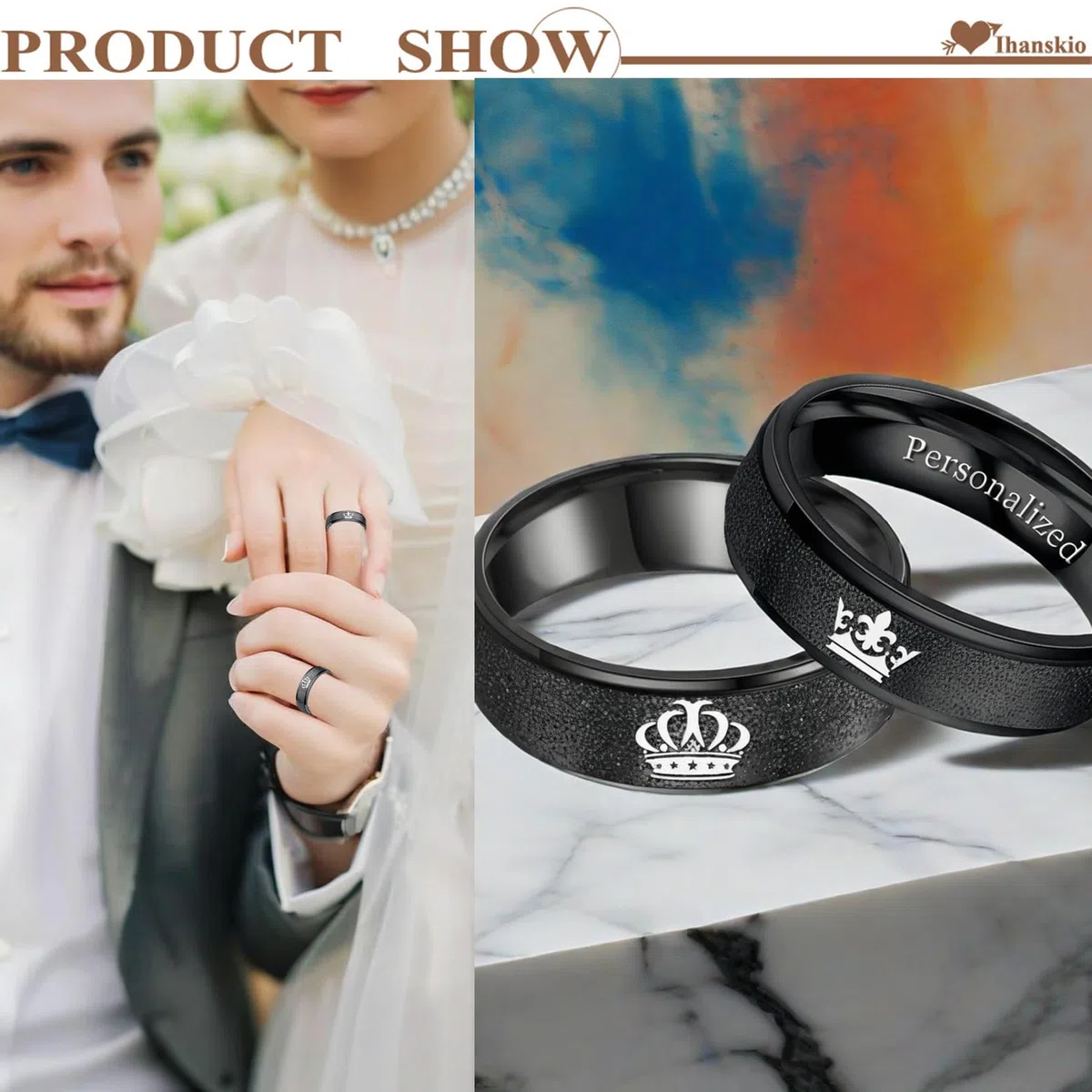 Passen Sie Mattierte Passende Paare Ringe Mit Gravierten Crown Mustern An Matter Versprechensring Personalisiert Seine Ringe Eheringe Paarschmuck