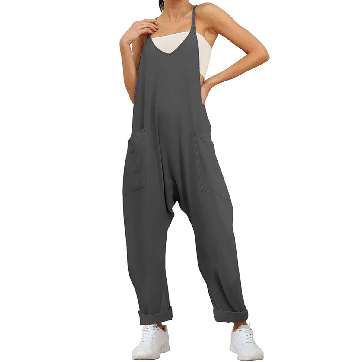 Generisch Umstands-Jumpsuit, Übergroßer Jumpsuit für Schwangerschaft und Postpartum, Weites Bein mit Taschen