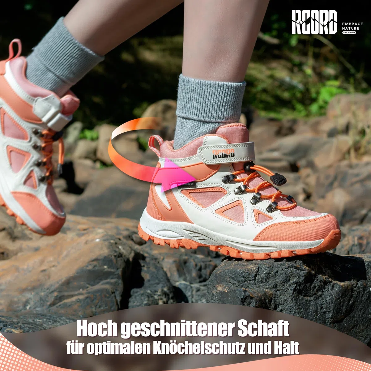 R CORD Wanderschuhe Kinder Wasserdicht Wanderschuhe Mädchen Trekkingschuhe Kinder Wasserdicht Outdoor Sneaker