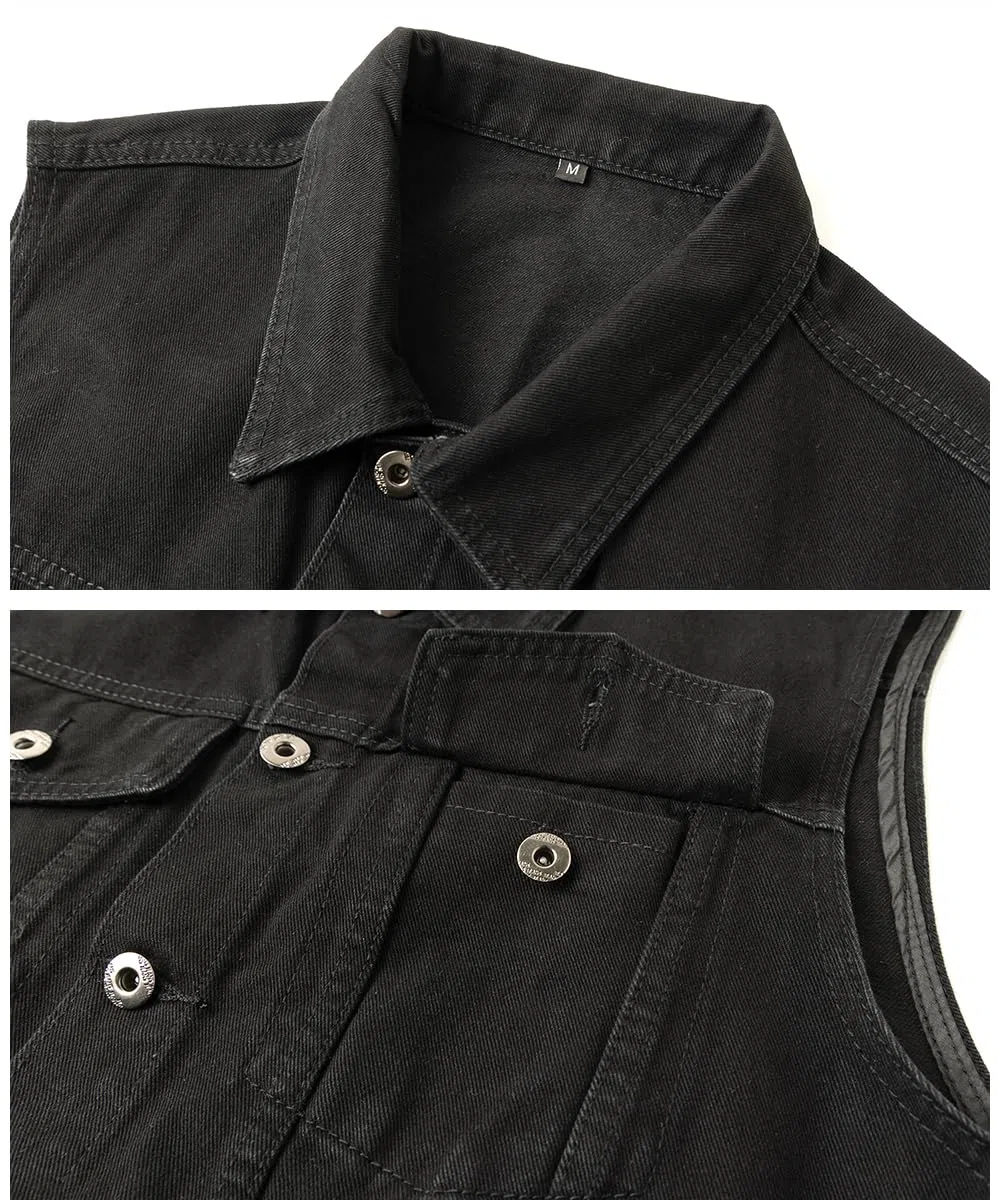 Herren Jeansweste Biker Kutte Weste Ärmellose Jeansjacke Kutte Motorrad Jeans Weste für Männer