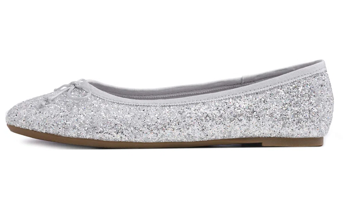 Feversole Round Glitter Ballerina,Damen Klassische Ballerinas Profilsohle