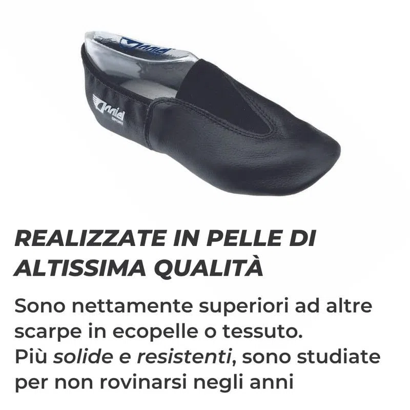 Anniel 2038 Gymnastikschuhe aus Leder. 100% Made in Italy (41, Schwarz)