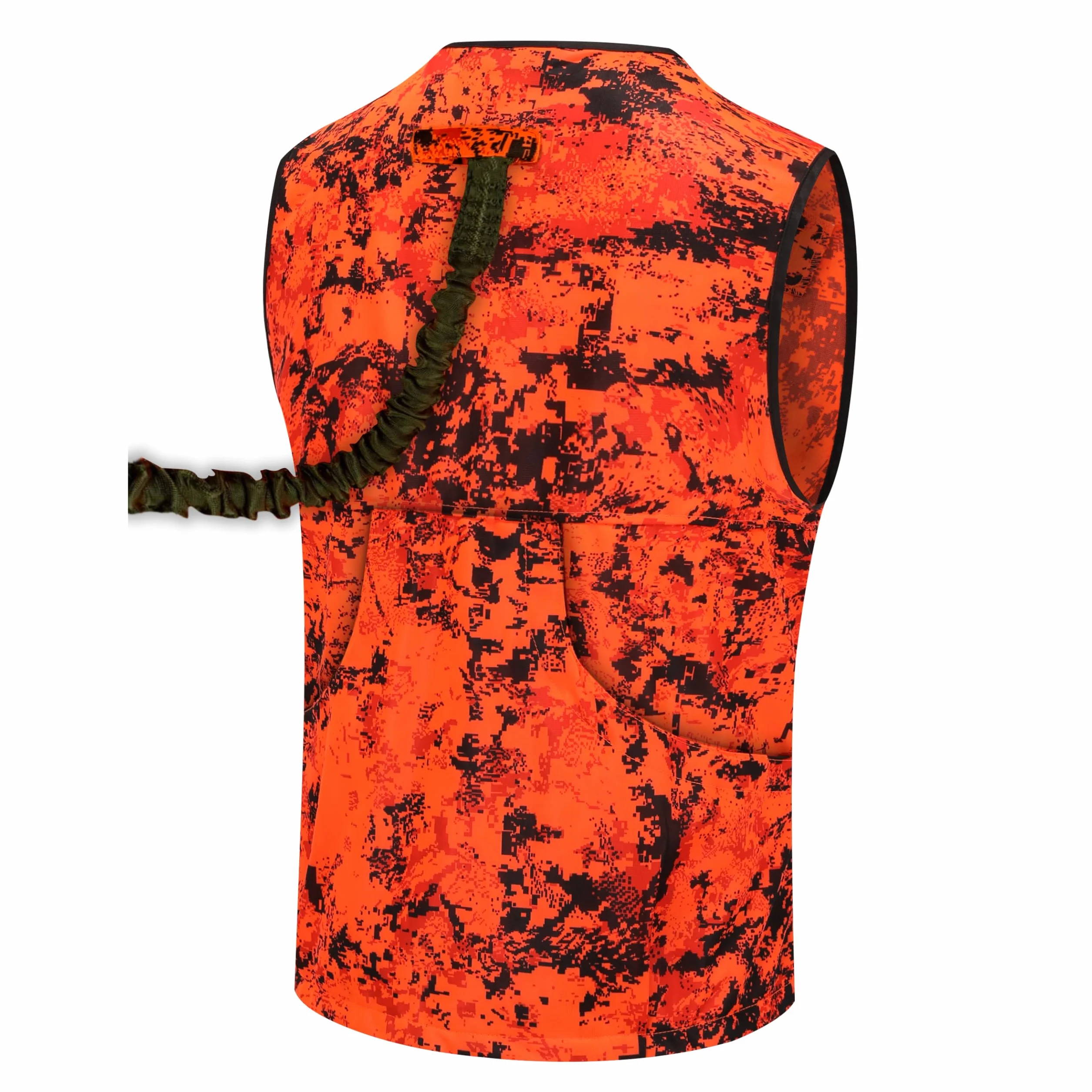 Blaze Camo Orange Jagdweste, leichte Sicherheitsweste mit mehreren Taschen für Erwachsene Unisex