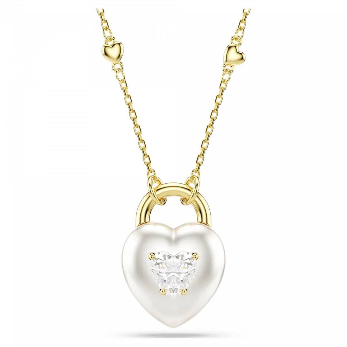 Swarovski Idyllia Anhänger, Verschiedene Schliffe, Herz, Weiß, Goldlegierungsschicht