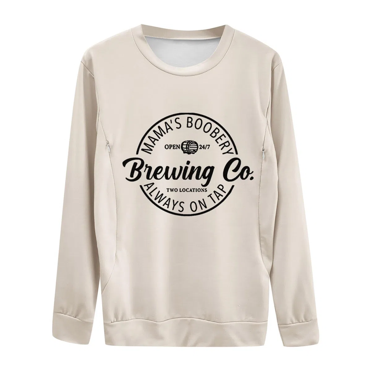 Mama's Boobery Sweater für Damen, lässig, Umstands-/Still-Sweatshirt, bequem, mit Reißverschluss, Stillpullover Pulli Herren