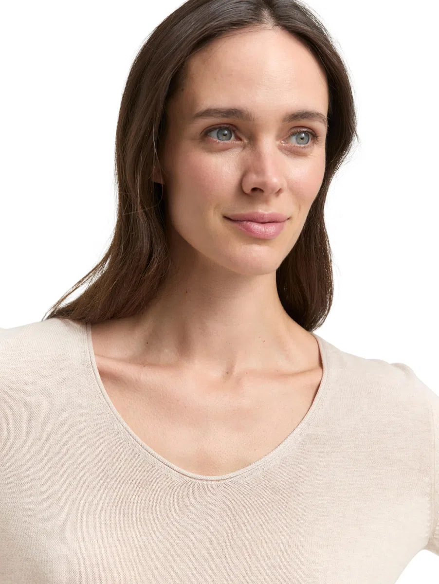 TOM TAILOR Damen Strickpullover mit V-Ausschnitt