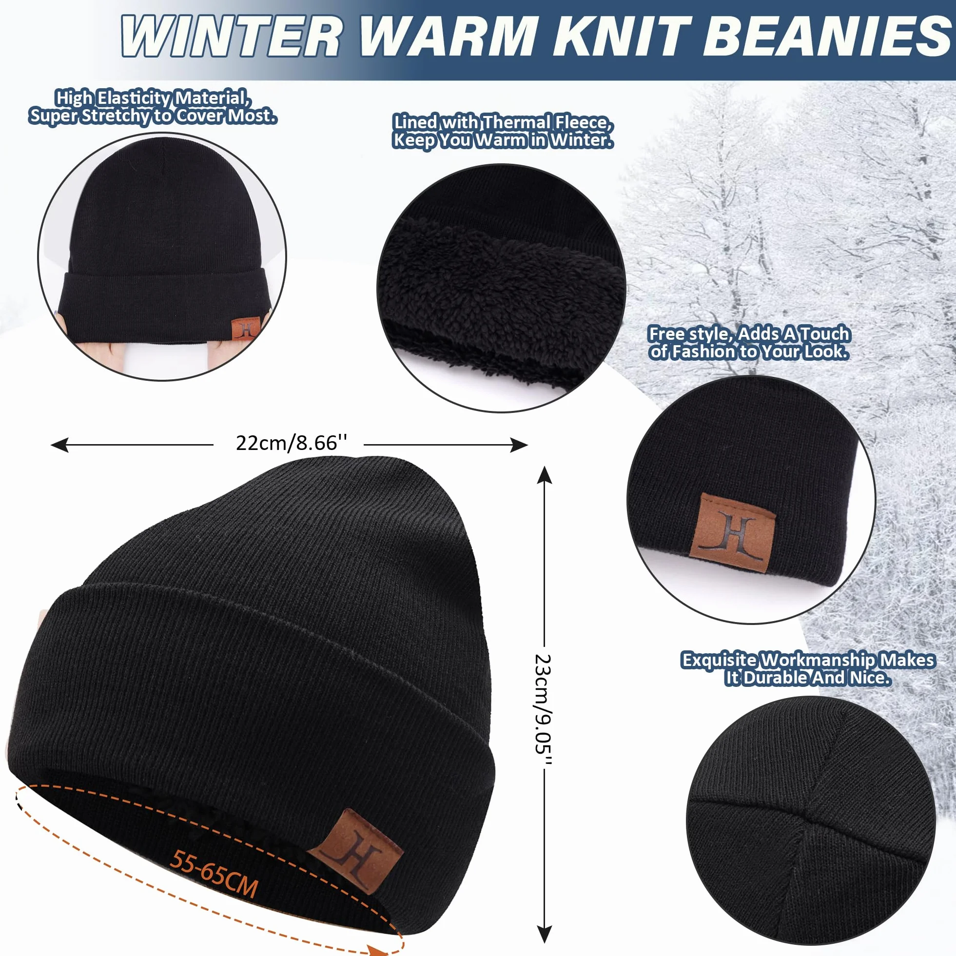 Bequemer Laden Winter Warm Mütze Loop Schal und Touchscreen Handschuhe Set für Herren und Damen, Wintermütze Strickmütze Beanie Schlauchschal Winterhandschuhe Strickhandschuhe mit Fleece Gefütterte