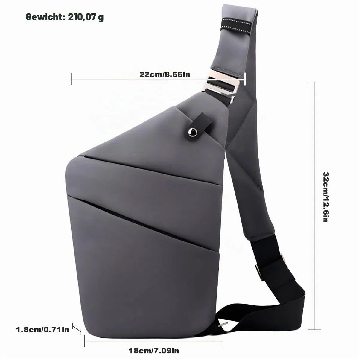 BIRDDIE Schultertasche Herren Sport Umhängetasche Outdoor Diebstahlsichere Tasche Crossbody Verstellbare Umhängetasche für Reisen Wandern und Fahrrad