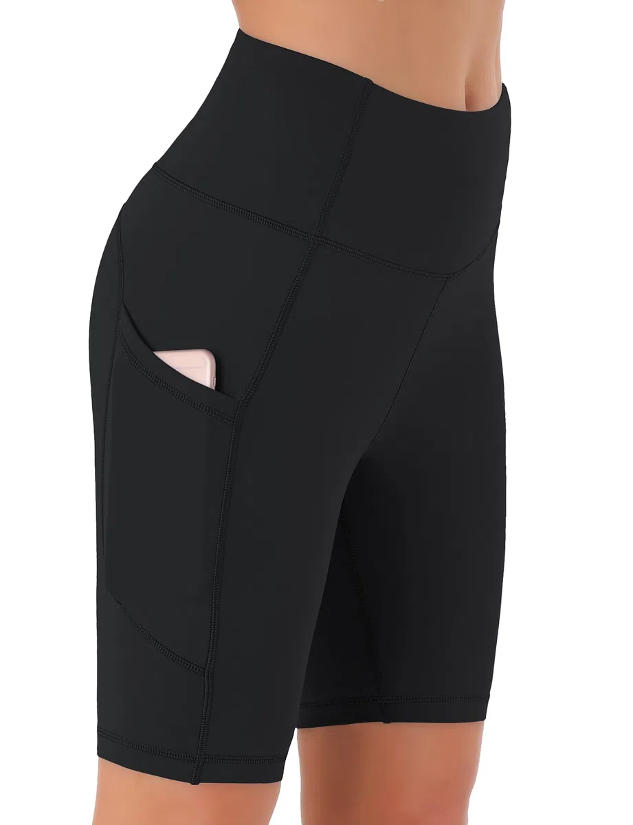 Persit Damen Kurze Leggings, Blickdicht Radlerhose mit Taschen