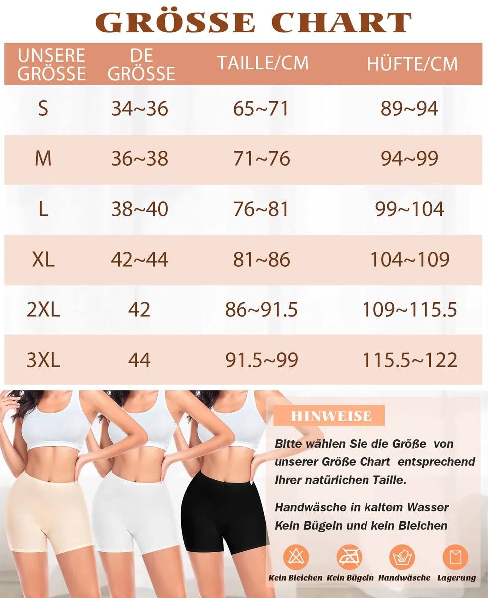 YARRCO Damen Unterhose Kurz Hose Unter Rock Kleid Nahtlos Slipshort Anti Chafing Boxershorts Kurz Leggings Radlerhose (Weiß, 3XL)