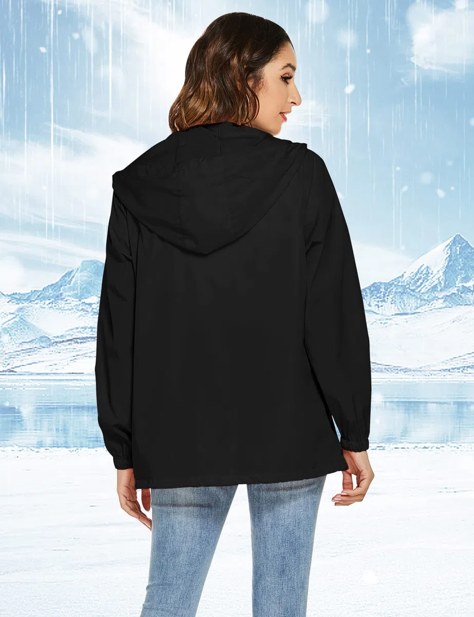 Rapbin Damen Regenjacke Leicht Wasserdicht Regenmantel Windbreaker Dünne Packbar Reisen Fahrrad Regenjacken Windjacke