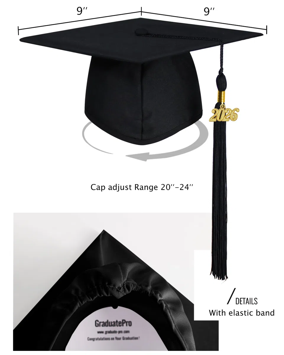 GraduatePro Abschluss Talar Doktorhut 2026 Absolventen Graduation Abschluss Bachelor Hut Abschlusskleid Robe Hat Dress für Hochschule Abitur,Master 12 Farben