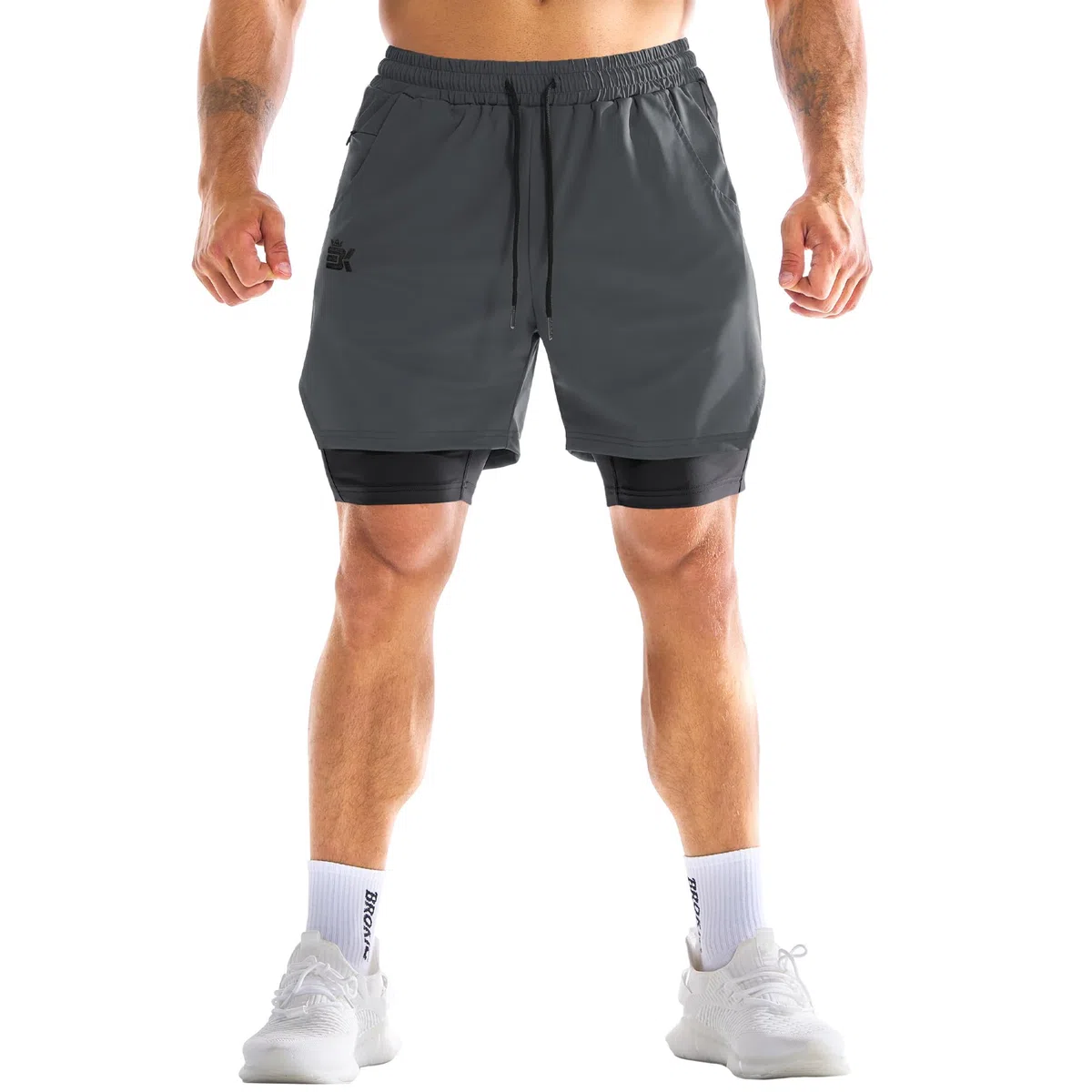 BROKIG Kurze Sporthose Herren 2 in 1 Laufshorts, Leichte Trainingsshorts Gym Shorts Herren