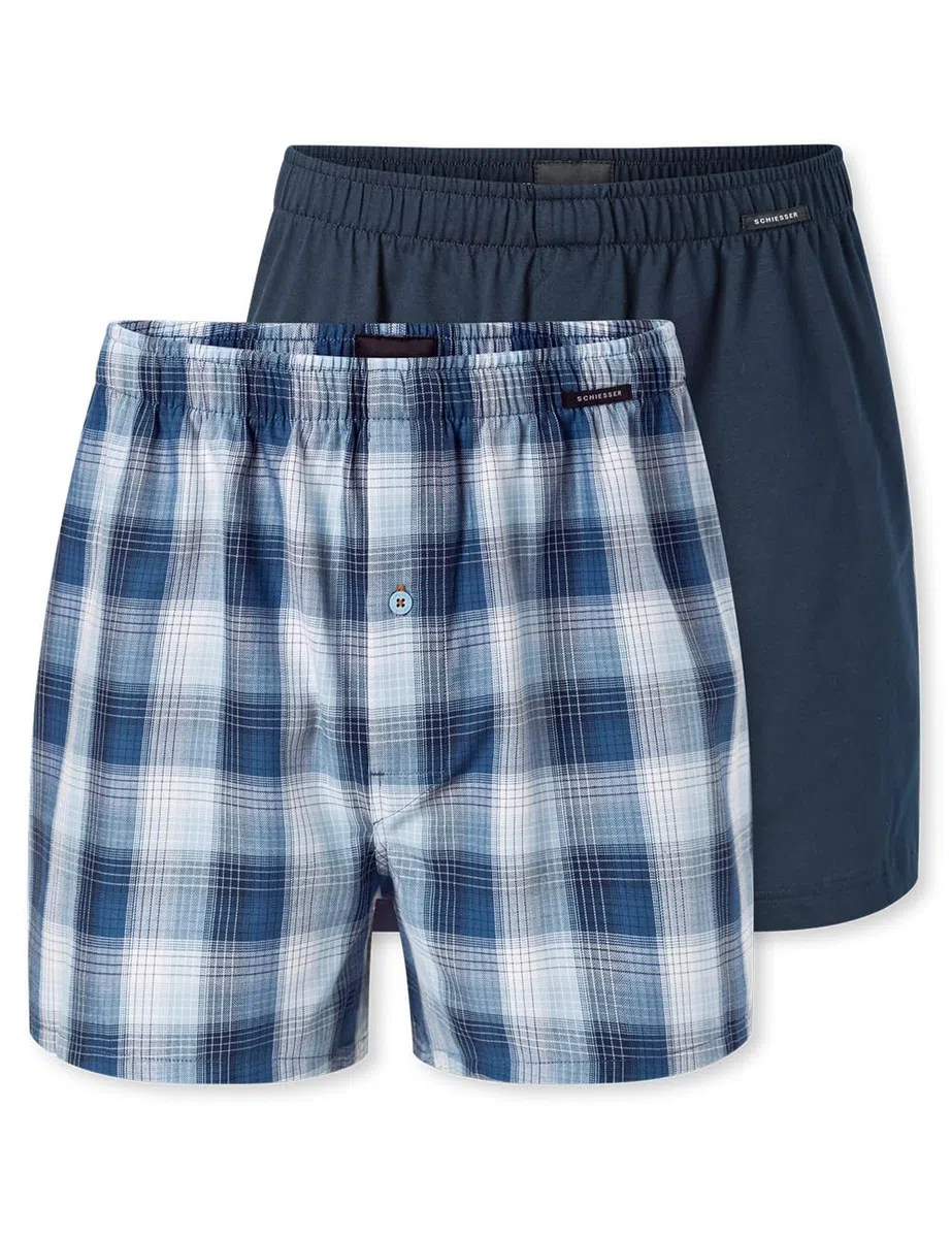 Schiesser Herren 2 Pack Boxershorts Baumwolle Jersey weich Multipack - Jerseyboxer