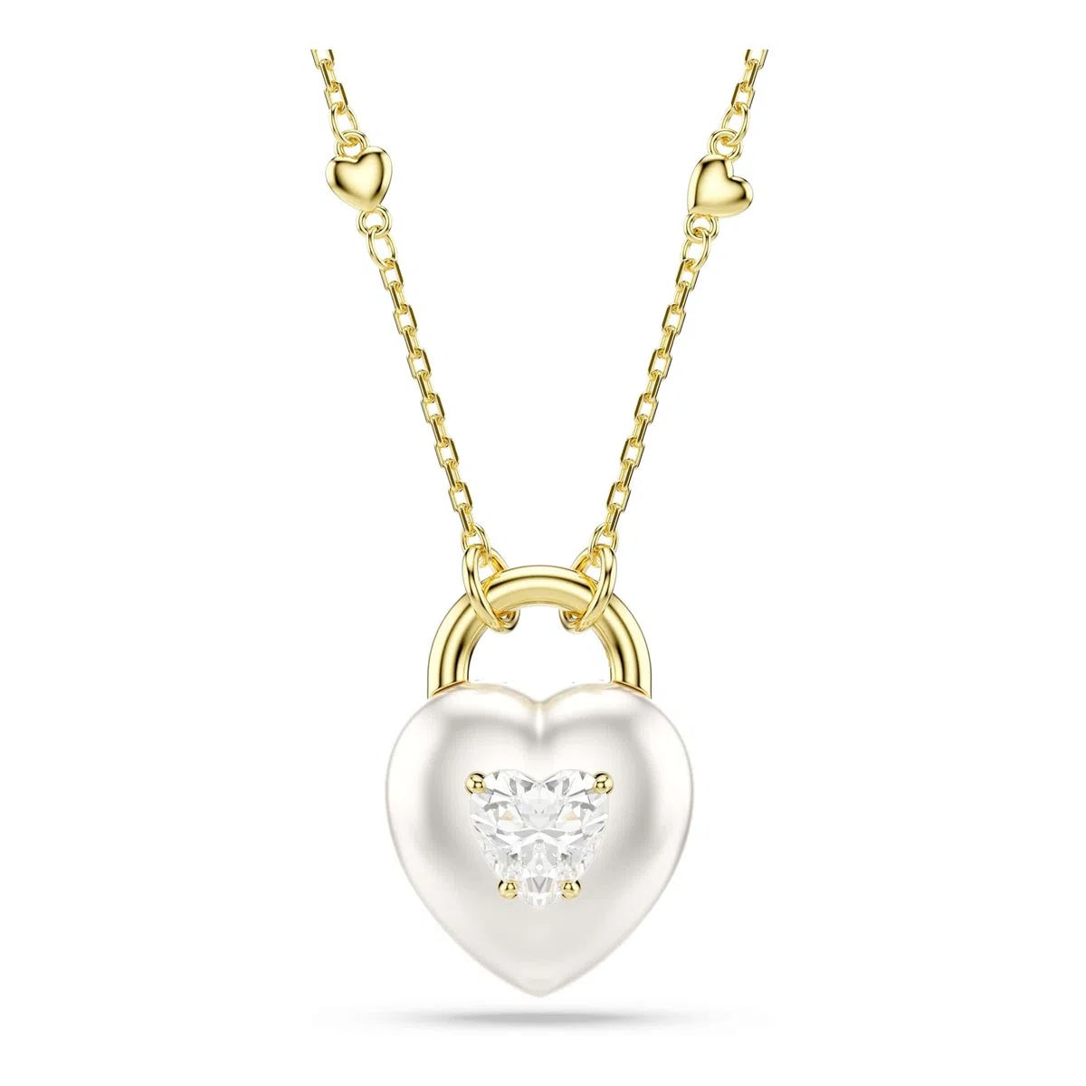 Swarovski Idyllia Anhänger, Verschiedene Schliffe, Herz, Weiß, Goldlegierungsschicht