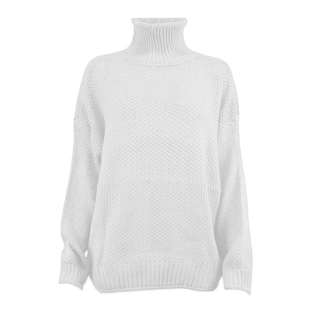 Grobstrick-Pullover Langarm Pullover-Strickoberteil Damen-Rollkragenpullover Basic Langarm Strickpullover Pullover Rollkragenpullover Wolle Kaschmir Pullover Solid Pullover Pullover