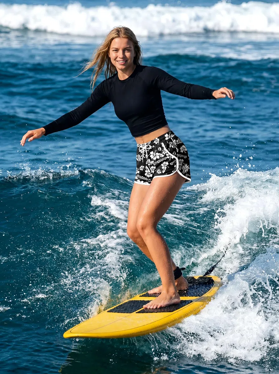 For G and PL Damen Sommer Boardshorts mit Bund und Taschen Tropischer Druck Casual Badehose S-XXL