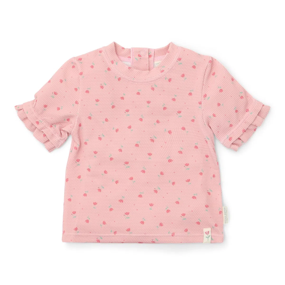 Little Dutch Schwimmshirt Badeshirt mit Rüschen Kurzarm Kind Mädchen Blush (Gr. 98/104) - Sunny Flowers