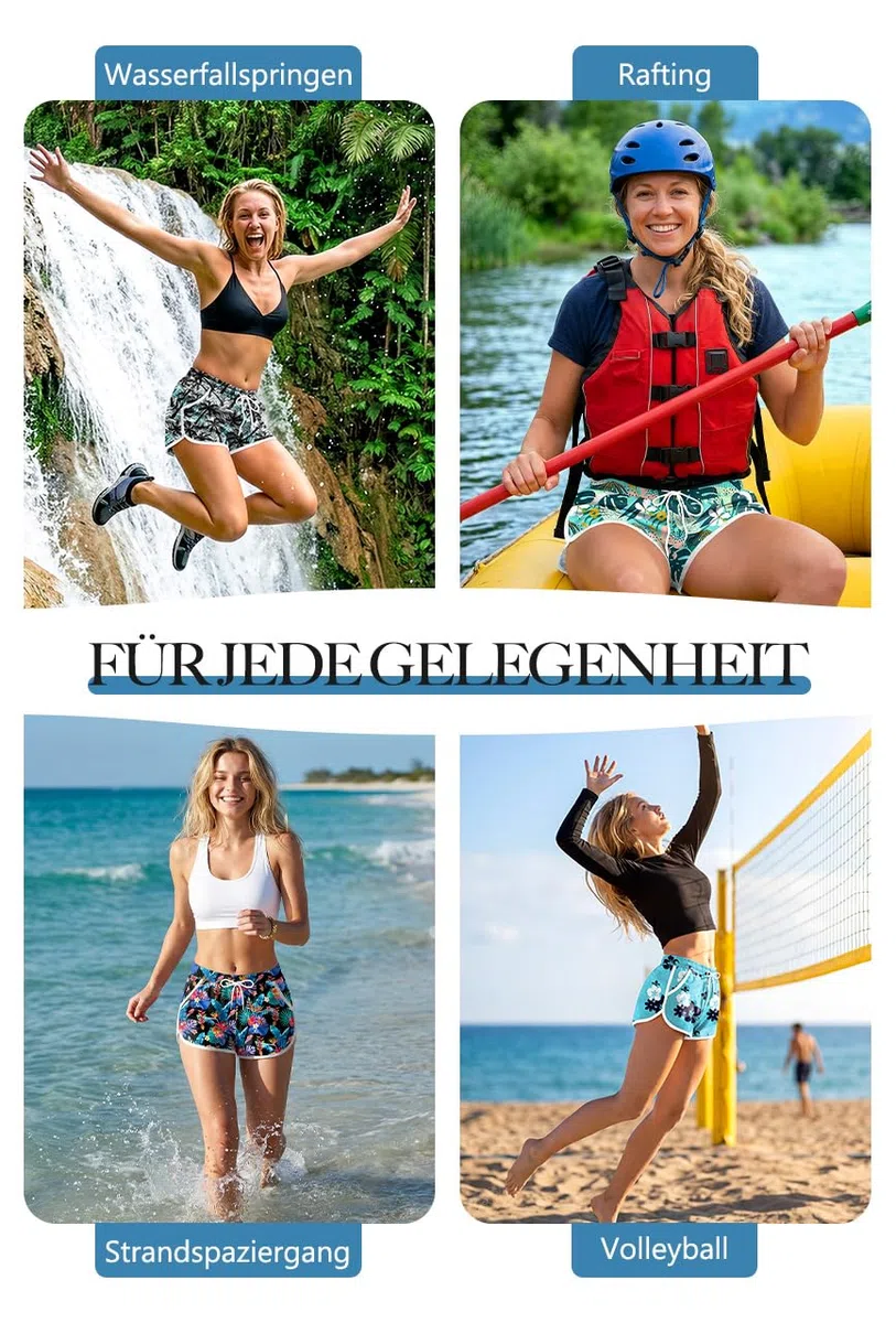 For G and PL Damen Sommer Boardshorts mit Bund und Taschen Tropischer Druck Casual Badehose S-XXL