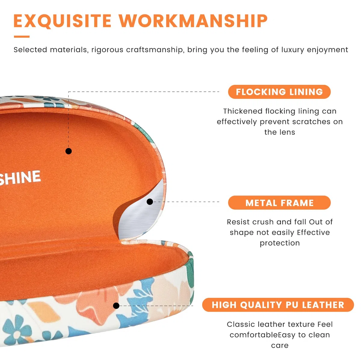 molshine Hartschalen-Sonnenbrillenetui,großes Hardcase Brillenetui mit Mikrofasertuch wird Damen und Herren für Sportbrillen und Sonnenbrillen geeignet