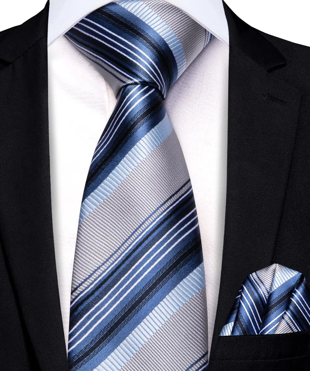 Hi-Tie Selbstgebundenes Krawatten-Set für Jungen, 8–10, Seide, Kinder-Krawatten für Jungen von 8–11 Jahren, Jugend-Krawatte und Einstecktuch für Hochzeit