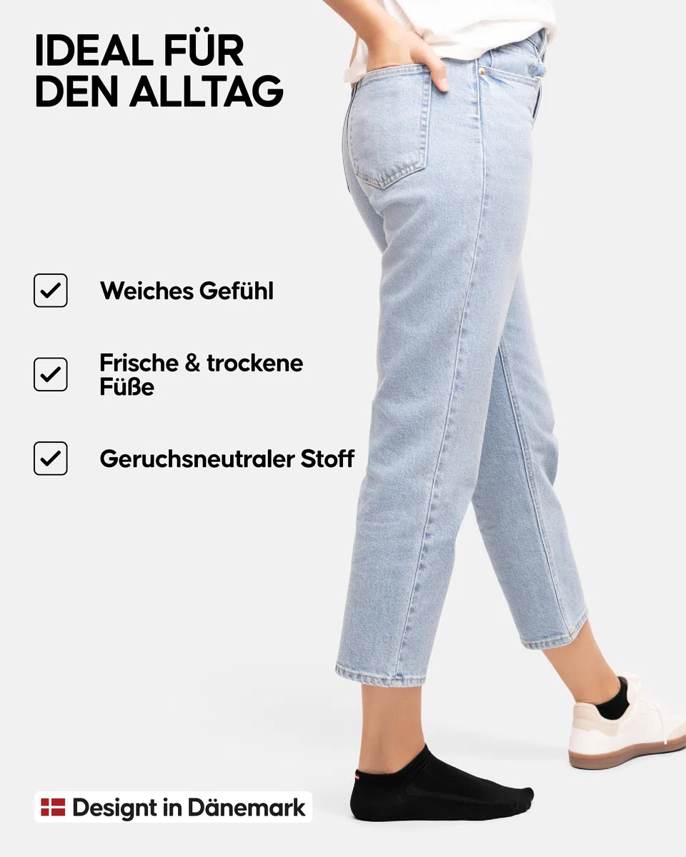 DANISH ENDURANCE 6 Paar Bambus Sneaker-Socken, Kurze Sommer Bambus Socken, Ultraweiche Halbsocken, Atmungsaktiv & Leicht, Damen & Herren