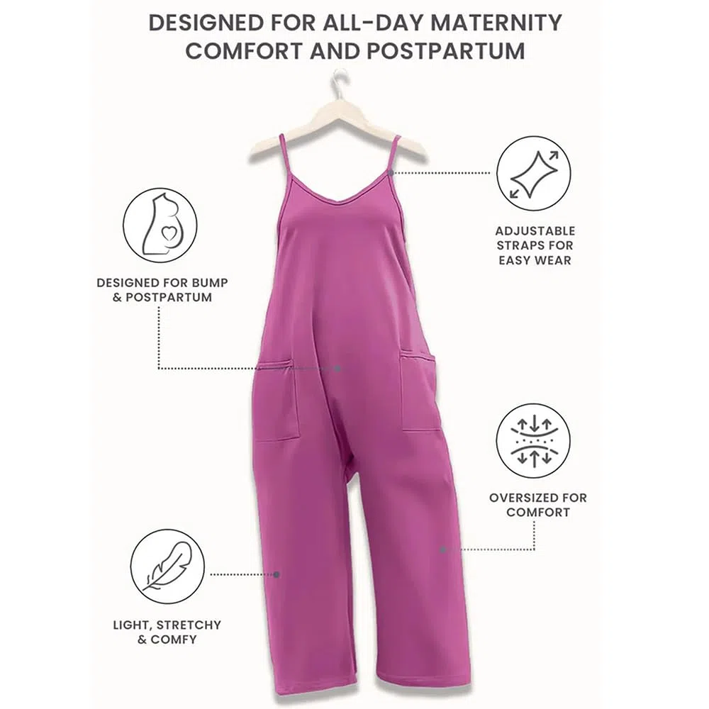 Generisch Umstands-Jumpsuit, Übergroßer Jumpsuit für Schwangerschaft und Postpartum, Weites Bein mit Taschen