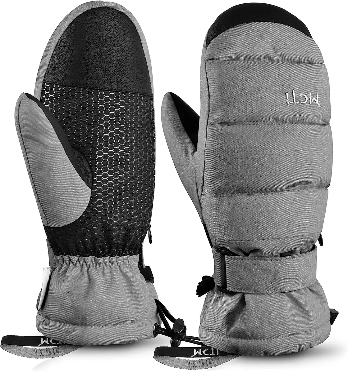 Skihandschuhe Damen Snowboard Fausthandschuhe Touchscreen wasserdichte Winter Warme Fäustlinge mit versteckter Reißverschlusstasche
