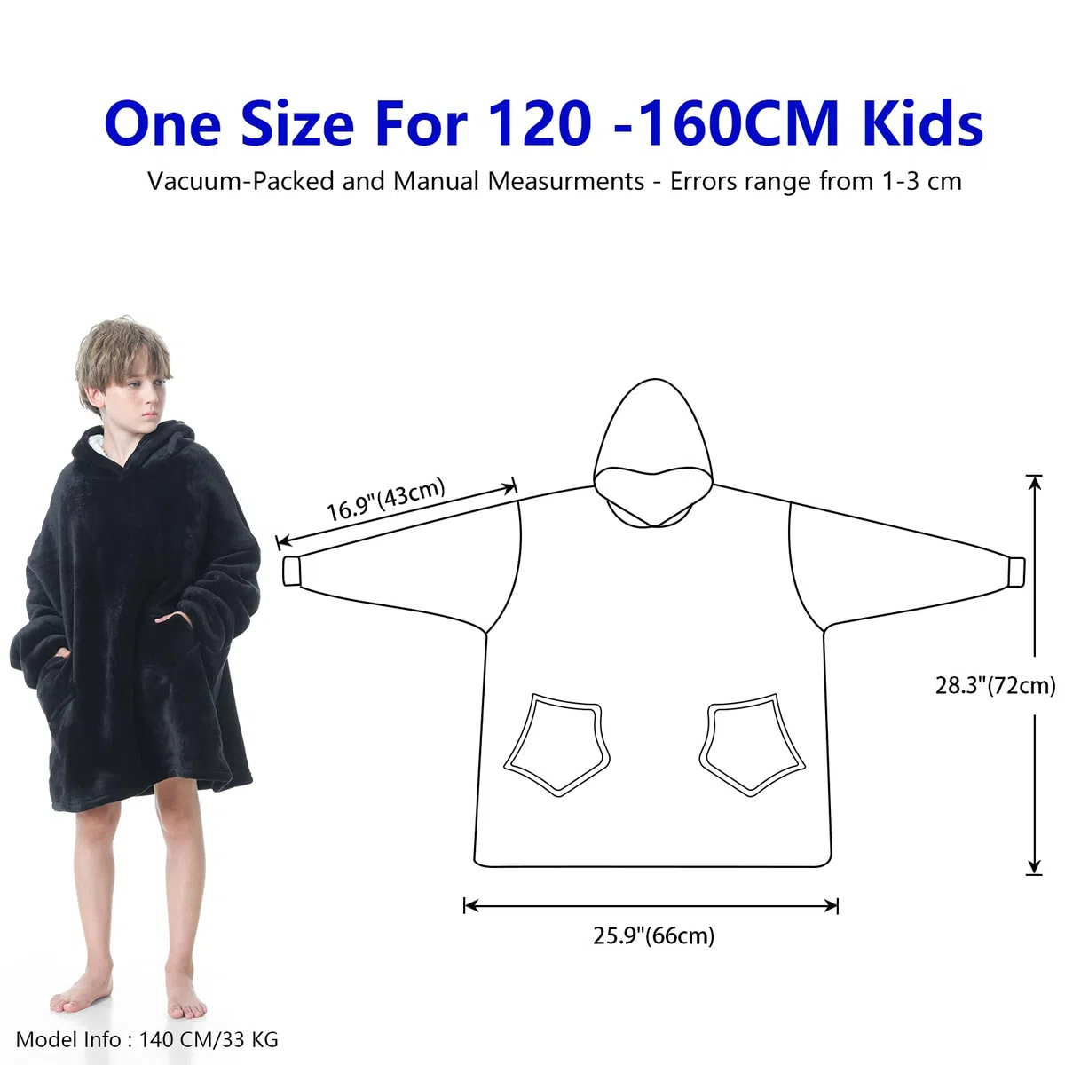 MOKANI ÜBergroßE Hoodie Decke Kinder mit äRmel Tragbare Kapuzenpullover, Super Weich Warmes Bequeme Sweatshirt mit Tasche füR Junge MäDchen