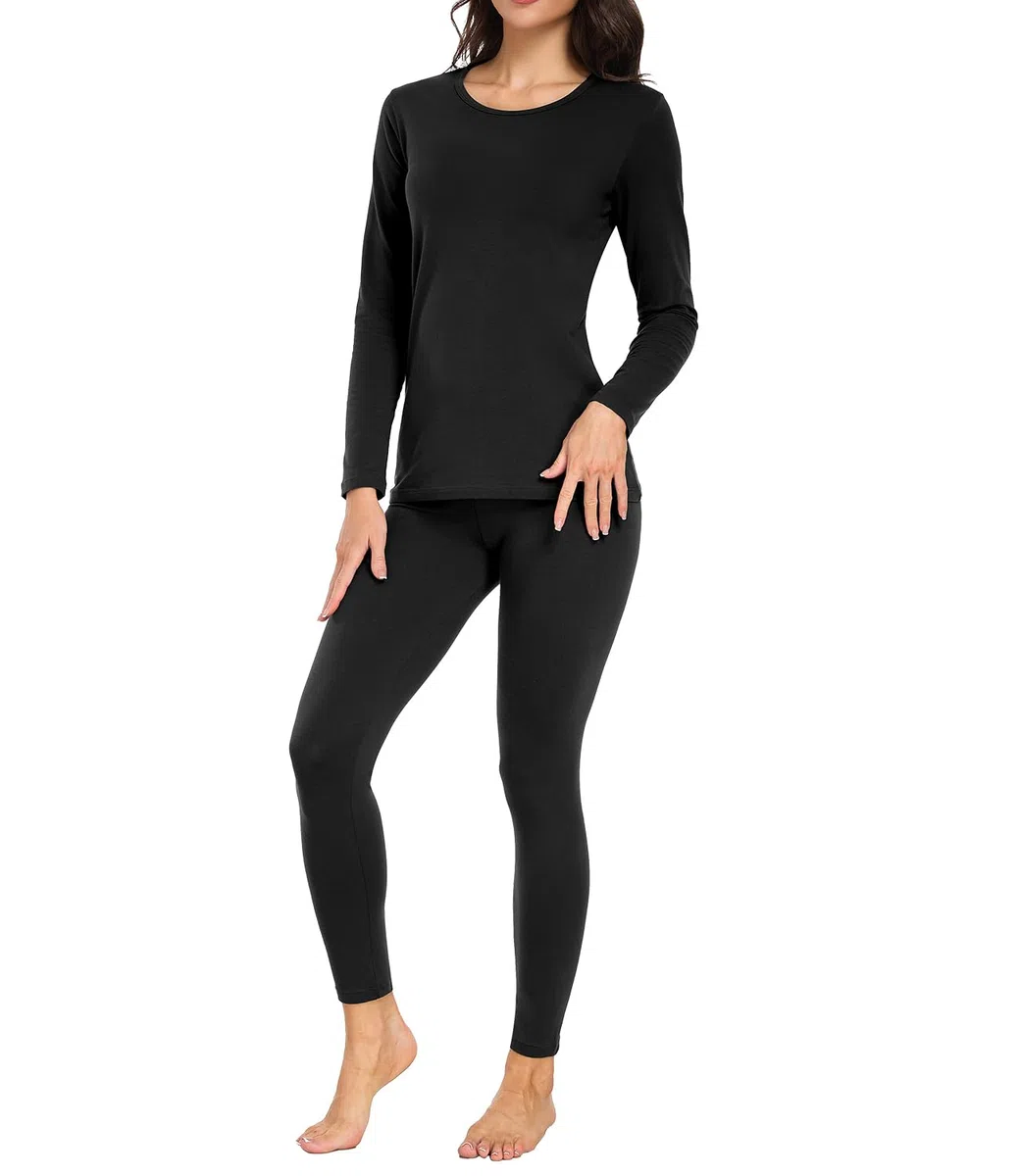 wirarpa Thermounterwäsche Damen Baumwolle Set Thermowäsche Set Leichtgewic Thermounterhemd Thermounterhose Herbst und Winter