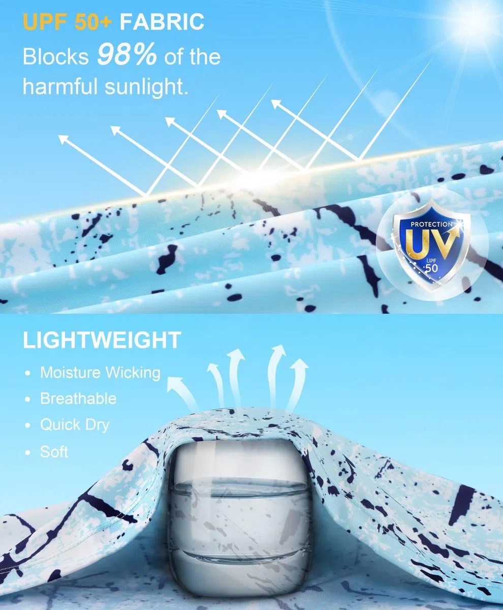 UPF 50+ UV Shirt Herren Langarm Kapuze - Sonnenschutz Hoodie Schnelltrocknend, Rashguard Herren Wasser Sport, Atmungsaktives Laufshirt Schwimmshirt Angeln Wandern Surfen