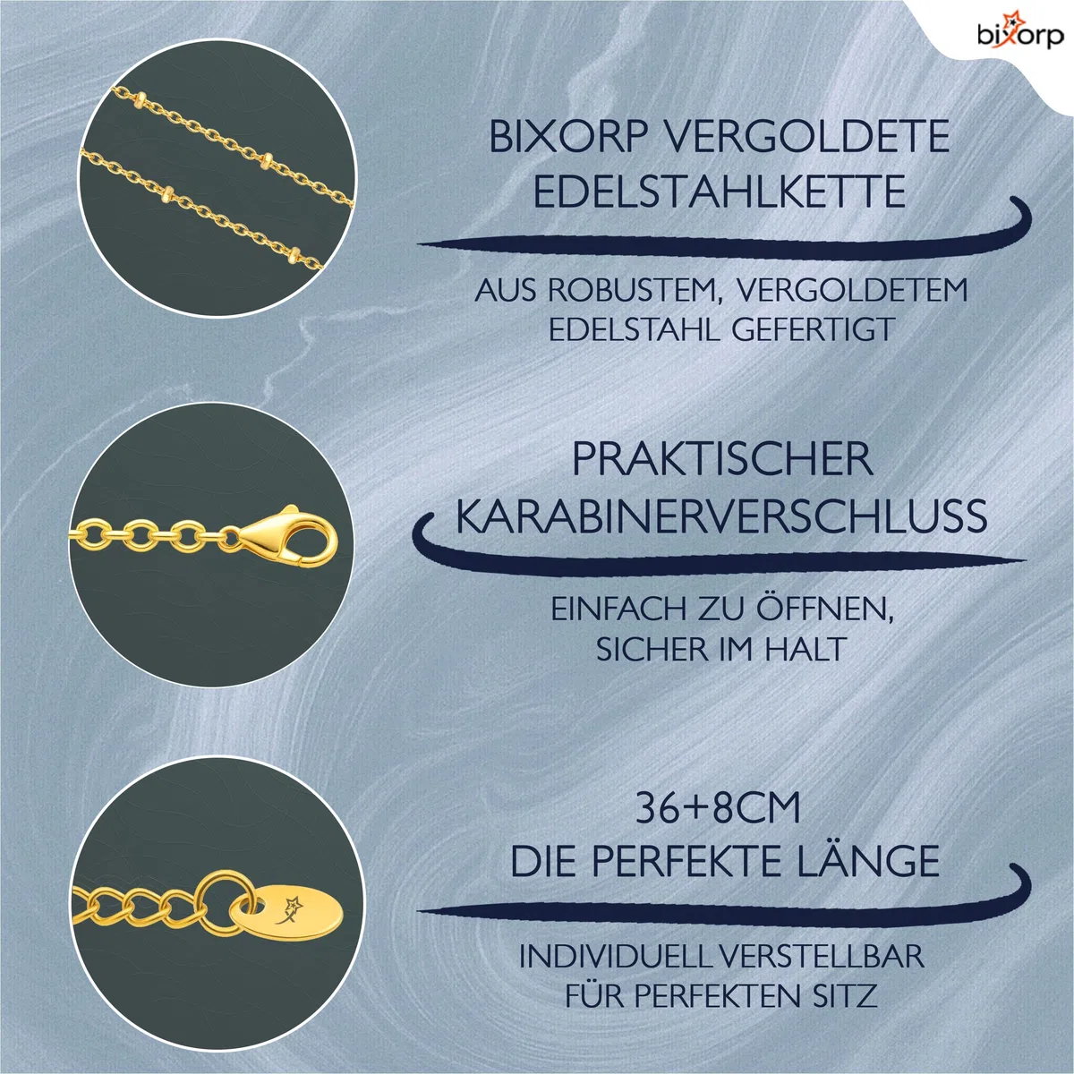 Chakra-Halskette aus rohen Edelsteinen mit 18 Karat Goldplattierung - Edelstahl - 36cm + 8cm verstellbar
