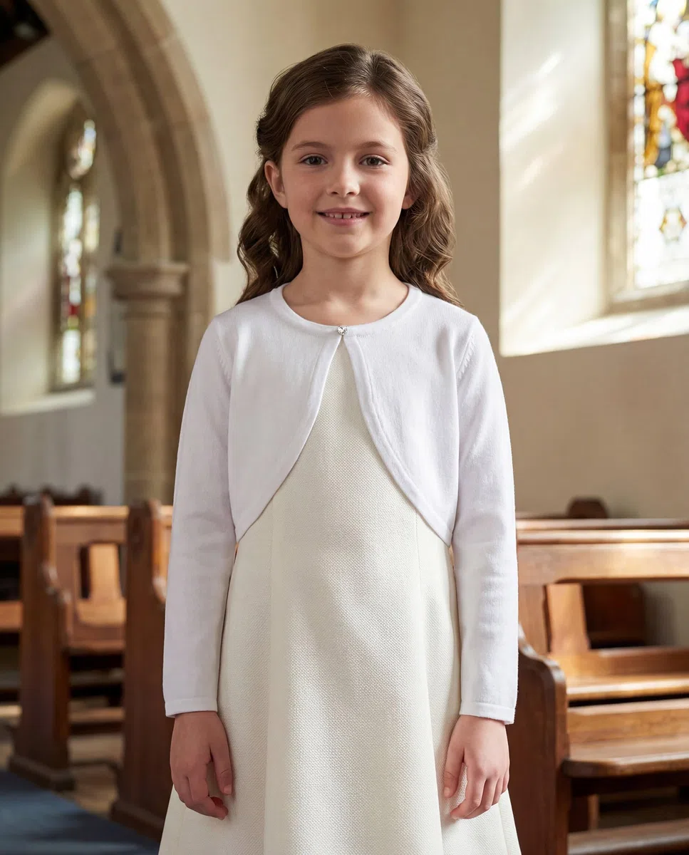 Bolerose Mädchen Langarm Bolero Strickjacke Kinder