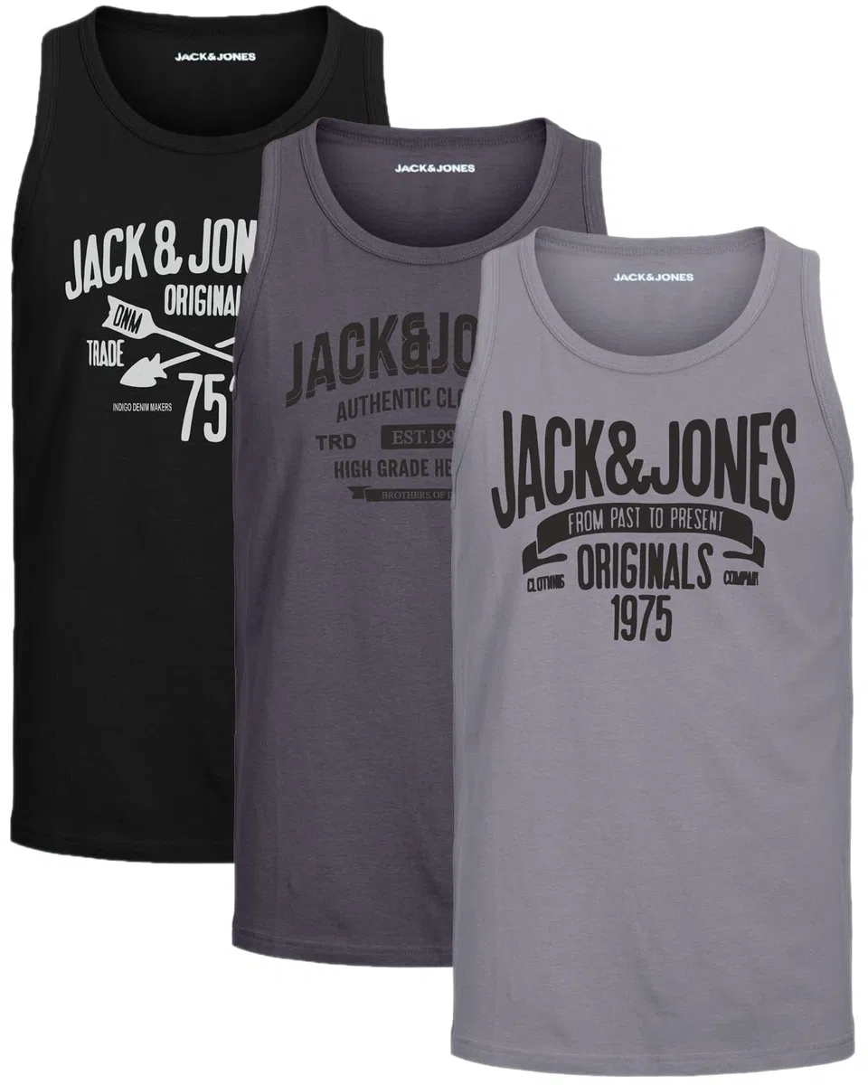 JACK & JONES Herren Tank-Tops Vielfältige Prints | Schmale Passform und atmungsaktive Baumwolle