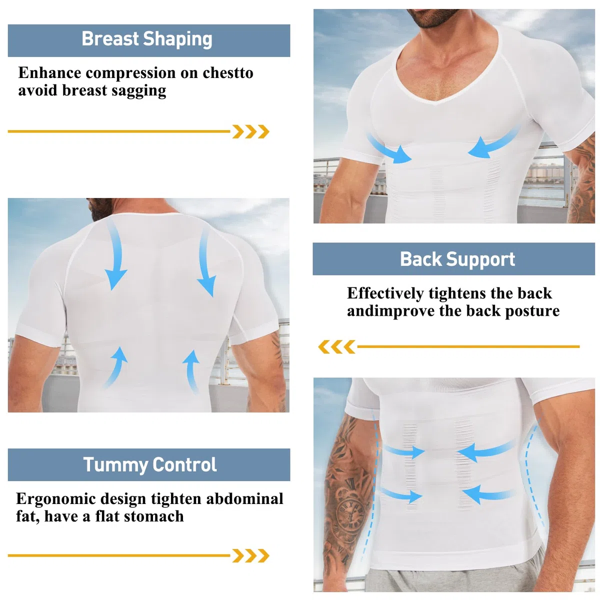 SLIMBELLE Body Shaper Herren Tight Elastische Tank Top Schlank Bauchweg Unterhemd Herren Shapewear Kompressions Shirt