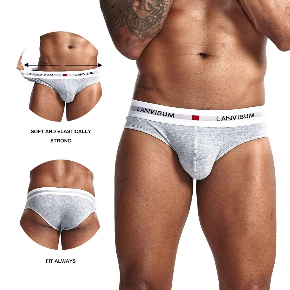PHOLEEY Herren Slips Baumwolle Unterwäsche männer niedrige Taille atmungsaktive Unterhosen geeignet für Sport, Reisen, 3er-Pack