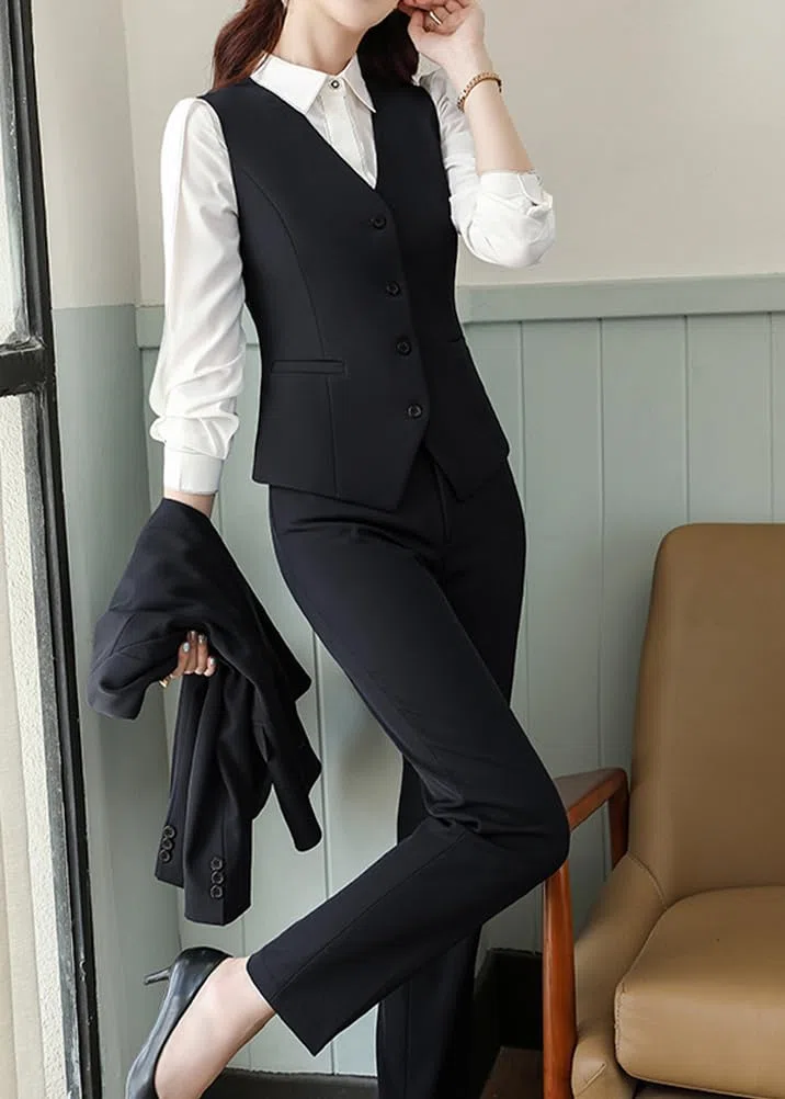 ORANDESIGNE Anzugweste Damen Elegant Weste V-Ausschnitt Anzug Weste Business Freizeit Gilet Slim Fit