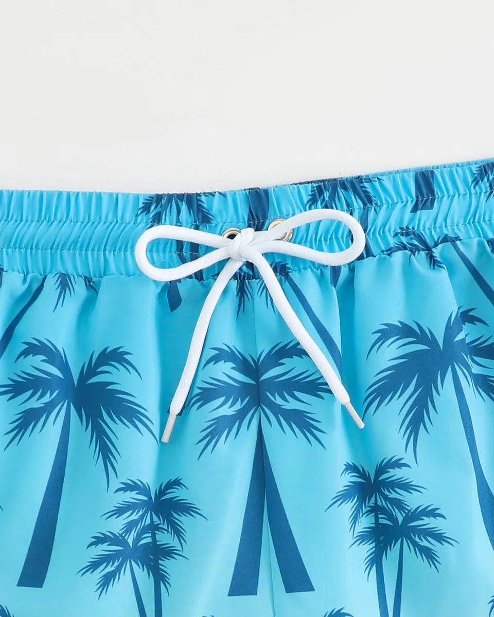 UV Badebekleidung Junge Set Gr 110-158, Zweiteiliger UPF 50+ Schwimmanzug Kinder mit Badeshirt UV Kinder & Badehose Jungen, Teen UV Shirt Hawaii, Blau-Rosa 9-10 Jahre/134-140