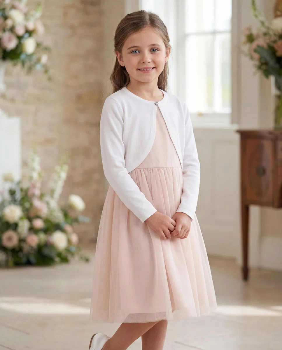 Bolerose Mädchen Langarm Bolero Strickjacke Kinder