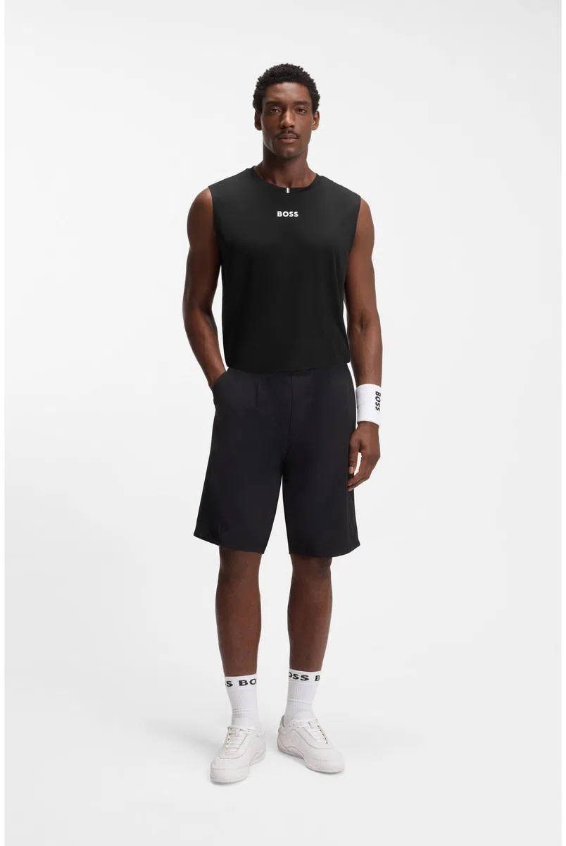 BOSS Herren TS TOC Serve Tank Active Ärmelloses T-Shirt aus schnell trocknendem Gewebe mit Logo Schwarz001 L