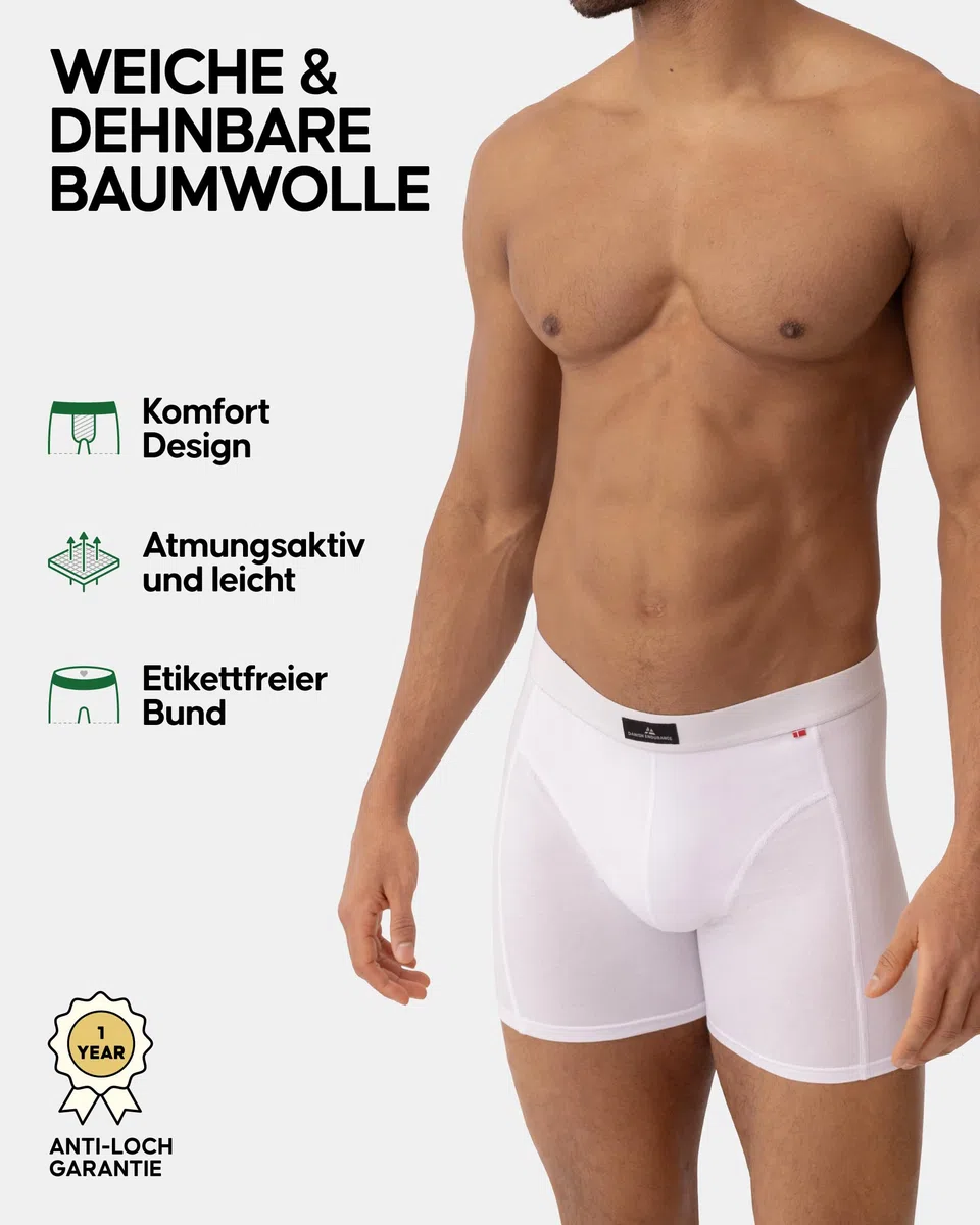 DANISH ENDURANCE 3er & 10er Pack Boxershorts Herren, Weiche Baumwolle Unterhosen Männer, Unterwäsche Herren mit Stretch, Atmungsaktiv, Mit oder ohne Eingriff