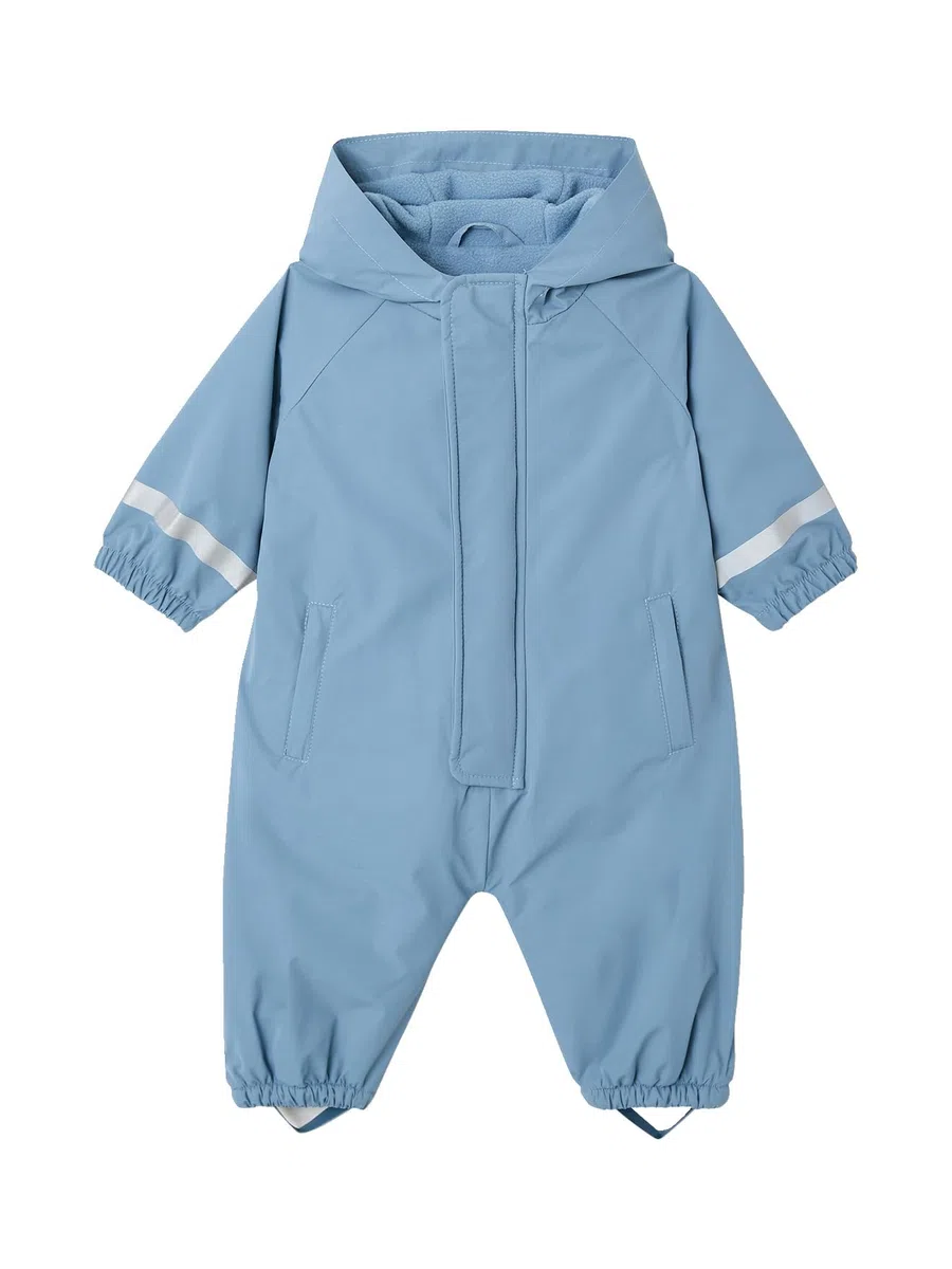 Vertbaudet Kinder Regen-Overall mit Fleecefutter und Kapuze, Reflektorstreifen