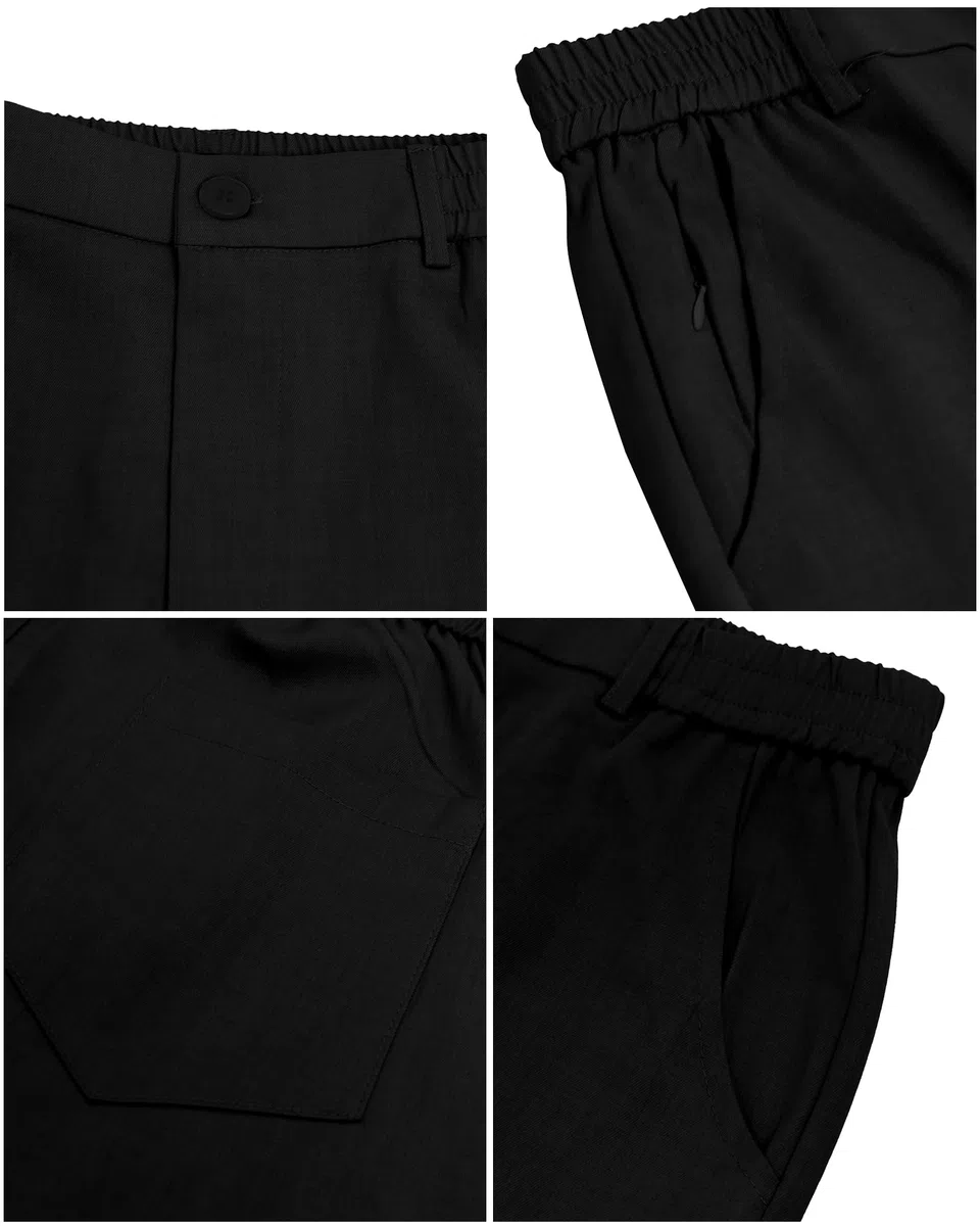 LVCBL Herren Chinohose Stretch Sommer Regular Fit Freizeithose Einfarbig Passform Mit Bundgummi