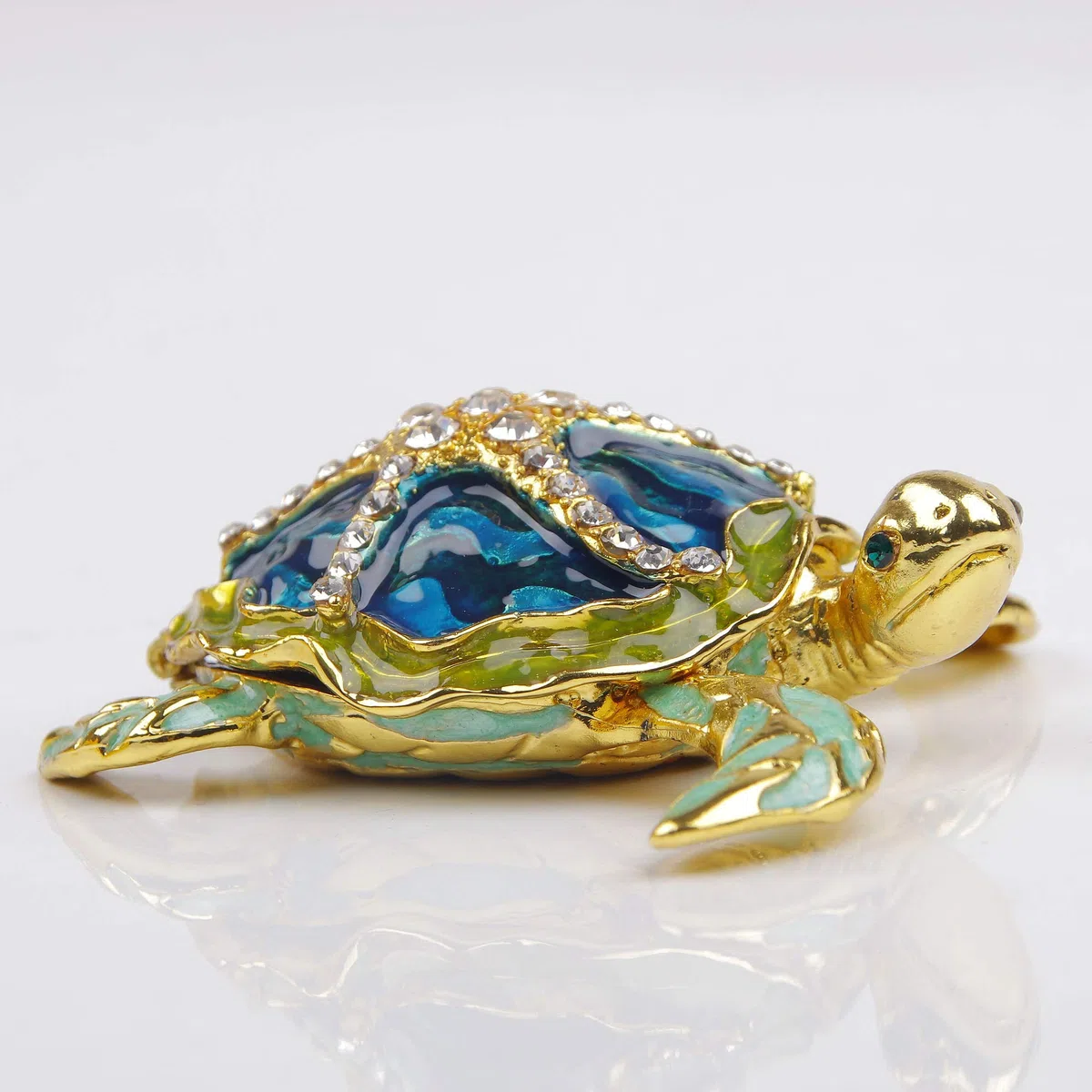 See-Schildkröte Figur Schmuckdose mit Scharnier, Dekorative Schmuckdosen mit See-Stern Figur