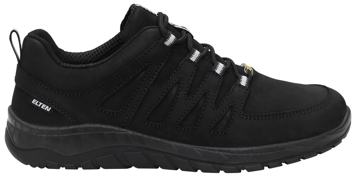 ELTEN Maddox Black Leather Low ESD O2 | Berufsschuhe für Damen & Herren, ohne Schutzkappe, leicht, atmungsaktiv