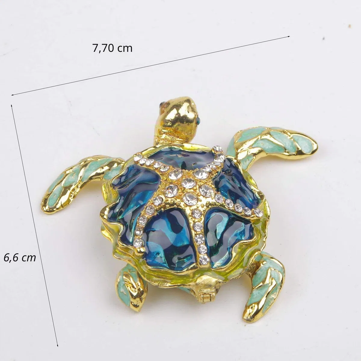 See-Schildkröte Figur Schmuckdose mit Scharnier, Dekorative Schmuckdosen mit See-Stern Figur