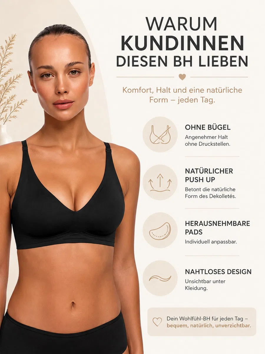 CFab Push-up BH Damen ohne Bügel, nahtlos mit herausnehmbaren Pads | Verstellbare Träger, weiches atmungsaktives Material und herausnehmbare Pads für bequemen Halt und glatte Looks
