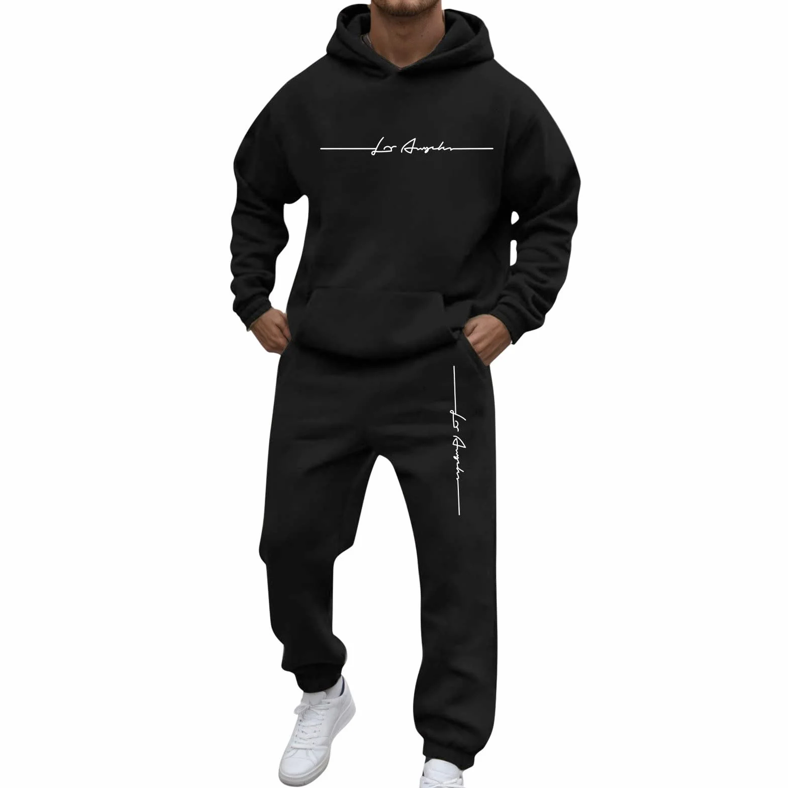 Jogginganzug Herren Trainingsanzug Activewear Y2K Langarm Hoodie + Baggy Jogginghose 2-Teilig Sportanzug Jogging Anzug Set Mit Taschen Hausanzug Tracksuit Schwitzanzug